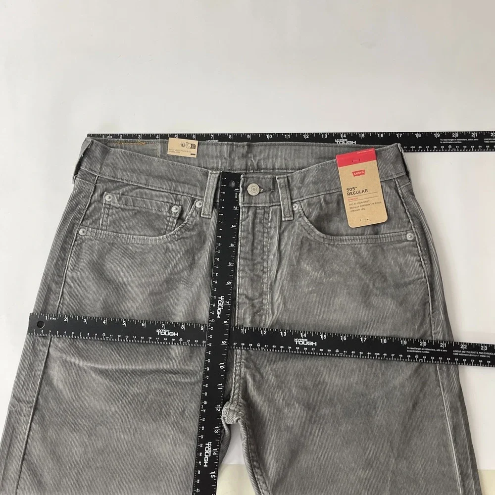 Levi's Pants Men's 34x32 Gray 505 Corduroy Pinwale Regular Fit Straight Preppy